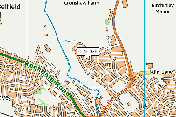 OL16 3XB map - OS VectorMap District (Ordnance Survey)