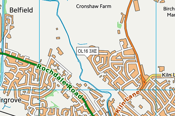 OL16 3XE map - OS VectorMap District (Ordnance Survey)