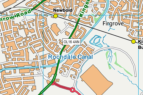 OL16 4AN map - OS VectorMap District (Ordnance Survey)