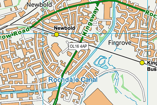 OL16 4AP map - OS VectorMap District (Ordnance Survey)