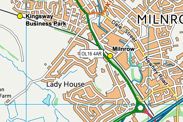 OL16 4AR map - OS VectorMap District (Ordnance Survey)