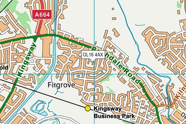 OL16 4AX map - OS VectorMap District (Ordnance Survey)