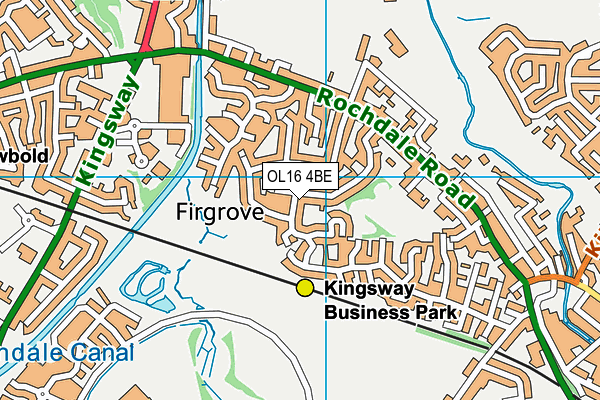 OL16 4BE map - OS VectorMap District (Ordnance Survey)