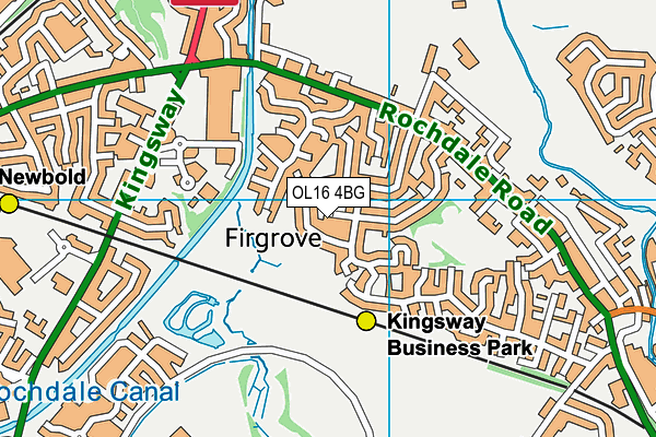 OL16 4BG map - OS VectorMap District (Ordnance Survey)
