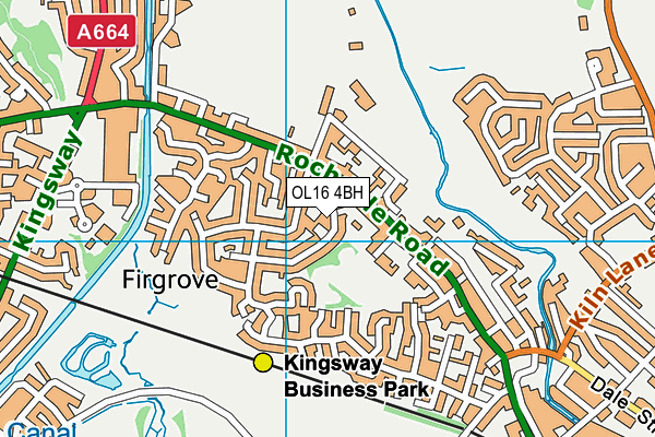 OL16 4BH map - OS VectorMap District (Ordnance Survey)