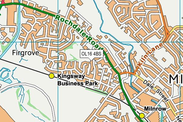 OL16 4BS map - OS VectorMap District (Ordnance Survey)