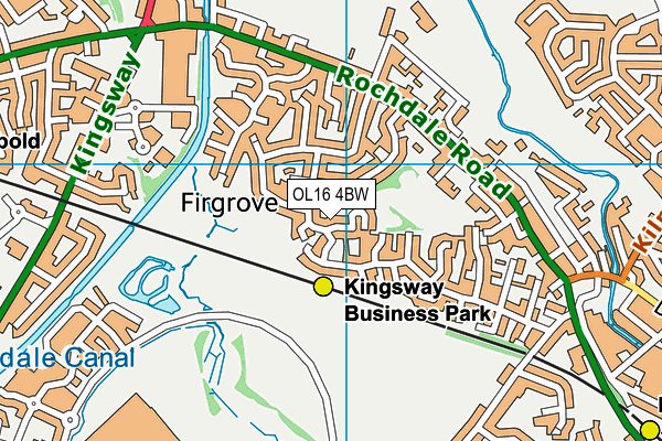 OL16 4BW map - OS VectorMap District (Ordnance Survey)