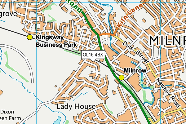 OL16 4BX map - OS VectorMap District (Ordnance Survey)