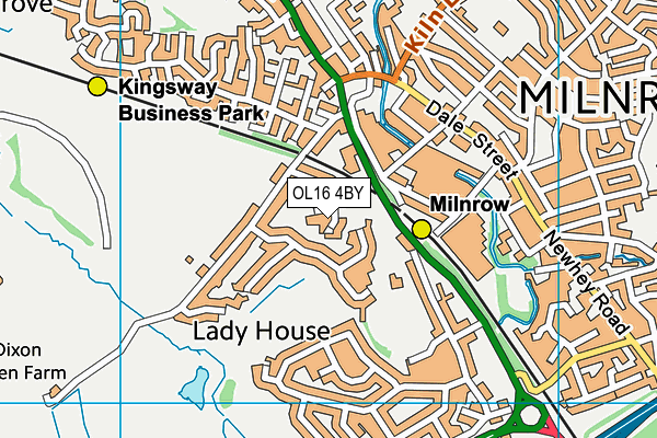 OL16 4BY map - OS VectorMap District (Ordnance Survey)