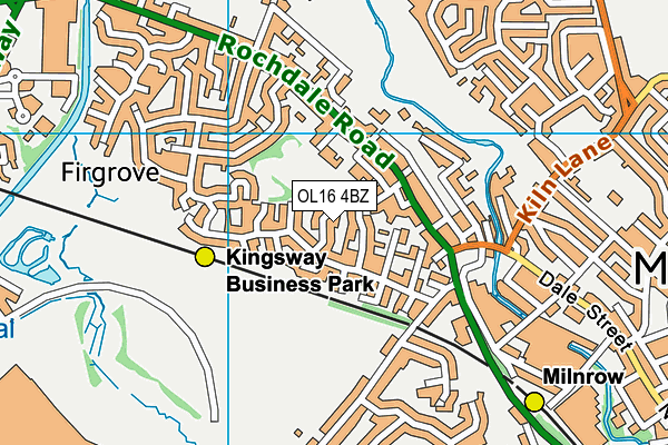 OL16 4BZ map - OS VectorMap District (Ordnance Survey)