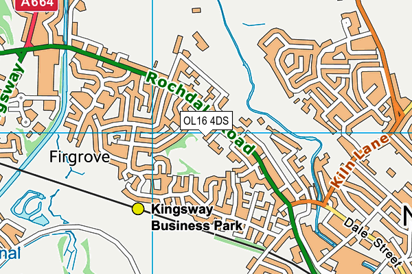 OL16 4DS map - OS VectorMap District (Ordnance Survey)