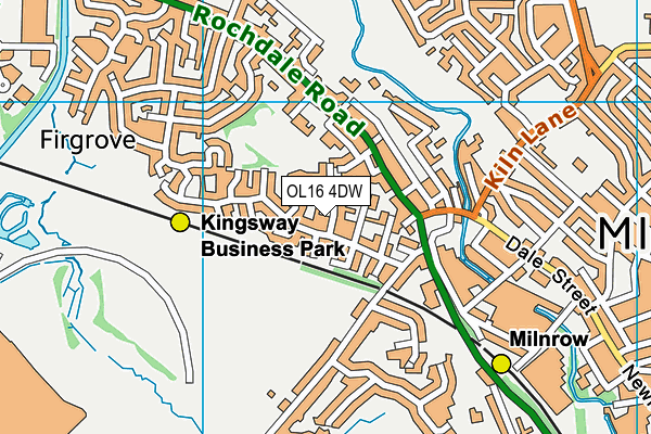 OL16 4DW map - OS VectorMap District (Ordnance Survey)