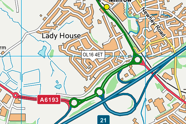 OL16 4ET map - OS VectorMap District (Ordnance Survey)