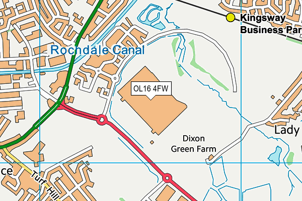 OL16 4FW map - OS VectorMap District (Ordnance Survey)