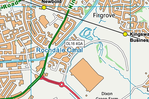 OL16 4GA map - OS VectorMap District (Ordnance Survey)