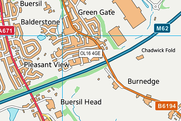 OL16 4GE map - OS VectorMap District (Ordnance Survey)