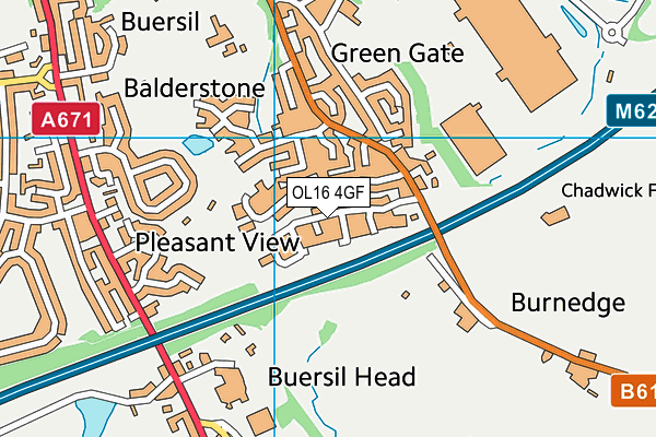 OL16 4GF map - OS VectorMap District (Ordnance Survey)