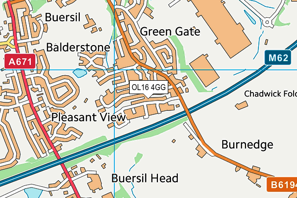 OL16 4GG map - OS VectorMap District (Ordnance Survey)