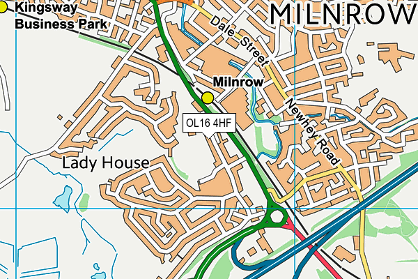 Milnrow Cricket Club map (OL16 4HF) - OS VectorMap District (Ordnance Survey)