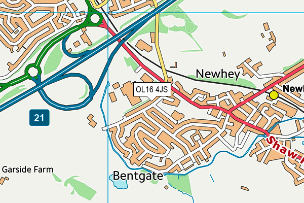 OL16 4JS map - OS VectorMap District (Ordnance Survey)