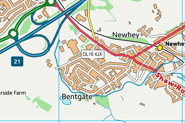 Newhey Community Primary School map (OL16 4JX) - OS VectorMap District (Ordnance Survey)