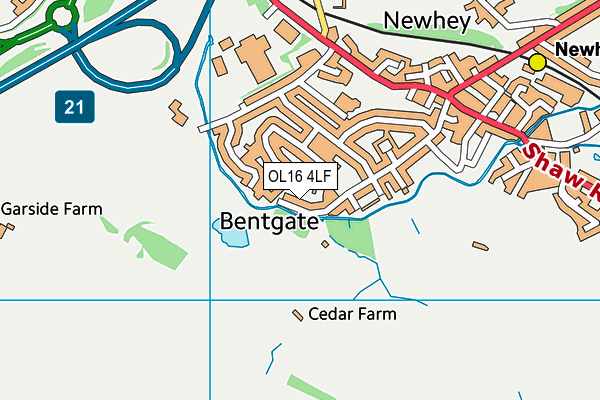 OL16 4LF map - OS VectorMap District (Ordnance Survey)