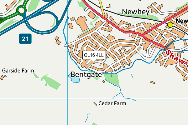 OL16 4LL map - OS VectorMap District (Ordnance Survey)