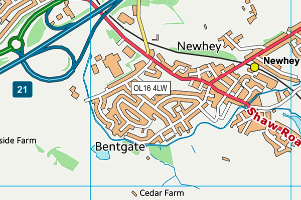 OL16 4LW map - OS VectorMap District (Ordnance Survey)