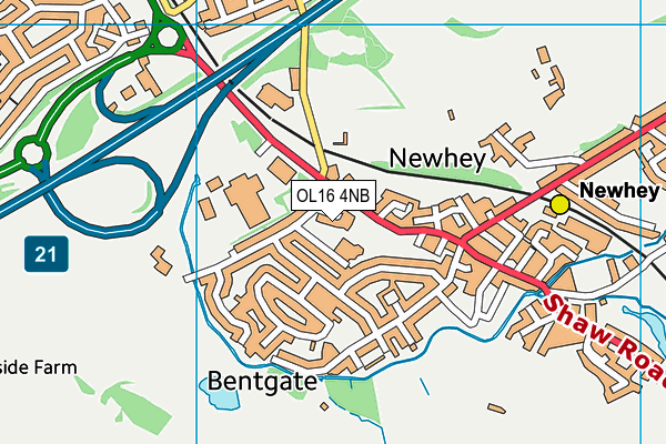 OL16 4NB map - OS VectorMap District (Ordnance Survey)