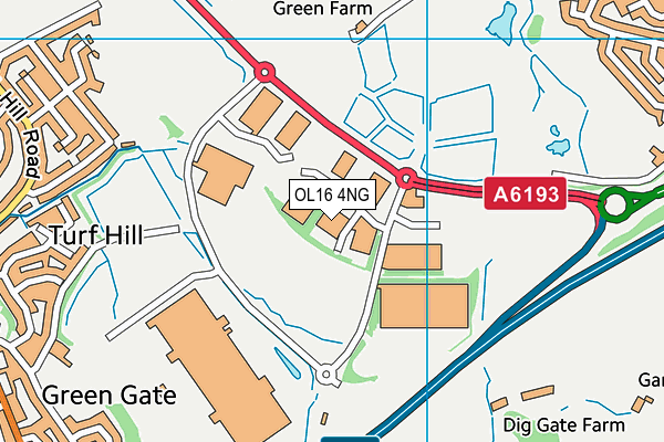 OL16 4NG map - OS VectorMap District (Ordnance Survey)