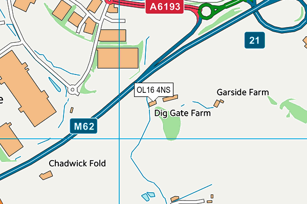 OL16 4NS map - OS VectorMap District (Ordnance Survey)