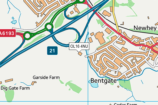 OL16 4NU map - OS VectorMap District (Ordnance Survey)