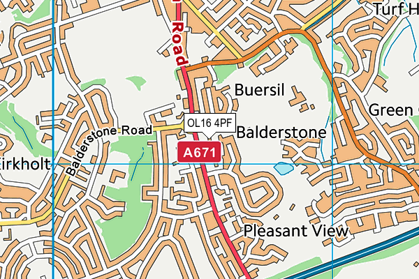 OL16 4PF map - OS VectorMap District (Ordnance Survey)