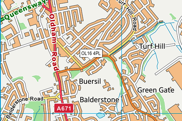 OL16 4PL map - OS VectorMap District (Ordnance Survey)