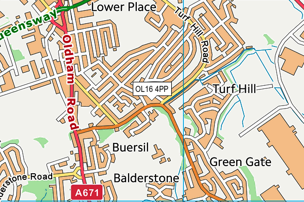 OL16 4PP map - OS VectorMap District (Ordnance Survey)