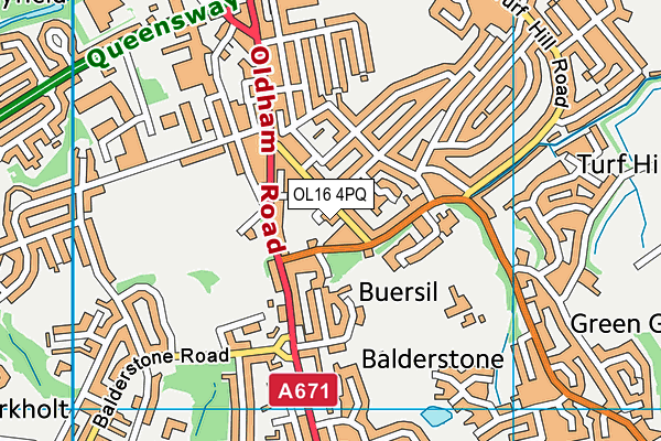 OL16 4PQ map - OS VectorMap District (Ordnance Survey)