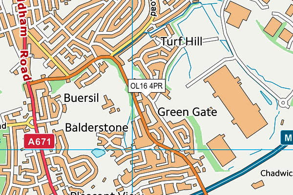 OL16 4PR map - OS VectorMap District (Ordnance Survey)