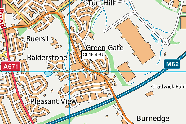 OL16 4PU map - OS VectorMap District (Ordnance Survey)