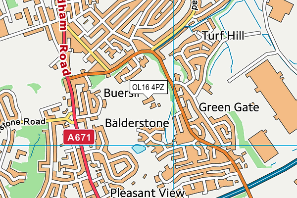 OL16 4PZ map - OS VectorMap District (Ordnance Survey)