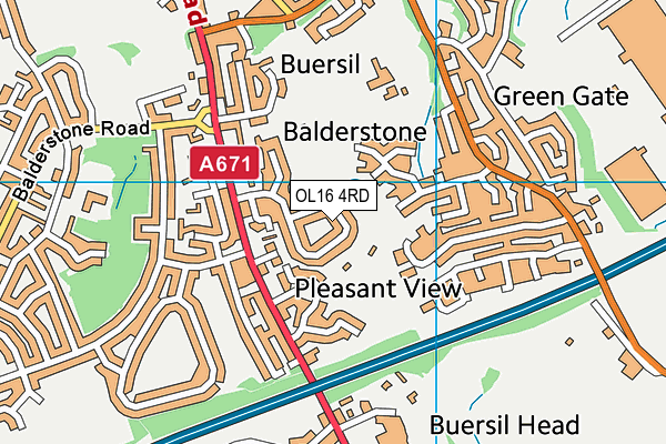 OL16 4RD map - OS VectorMap District (Ordnance Survey)