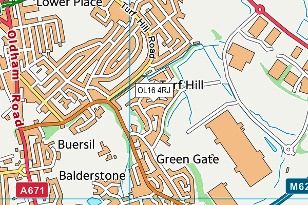 OL16 4RJ map - OS VectorMap District (Ordnance Survey)