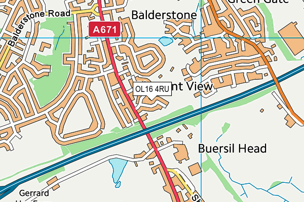 OL16 4RU map - OS VectorMap District (Ordnance Survey)