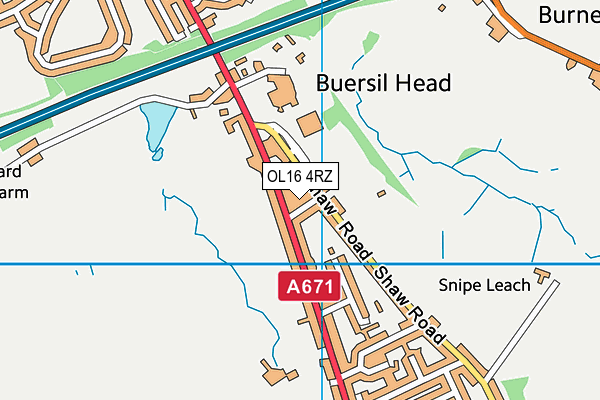 OL16 4RZ map - OS VectorMap District (Ordnance Survey)