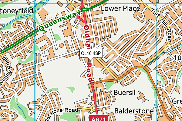 OL16 4SP map - OS VectorMap District (Ordnance Survey)