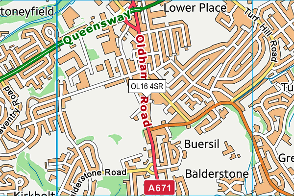 OL16 4SR map - OS VectorMap District (Ordnance Survey)