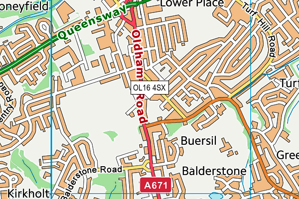 OL16 4SX map - OS VectorMap District (Ordnance Survey)