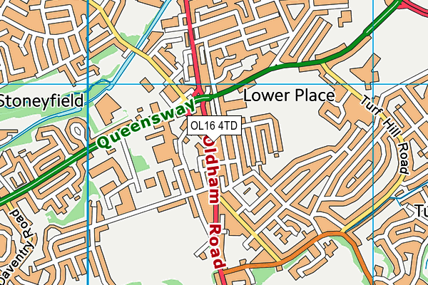 OL16 4TD map - OS VectorMap District (Ordnance Survey)