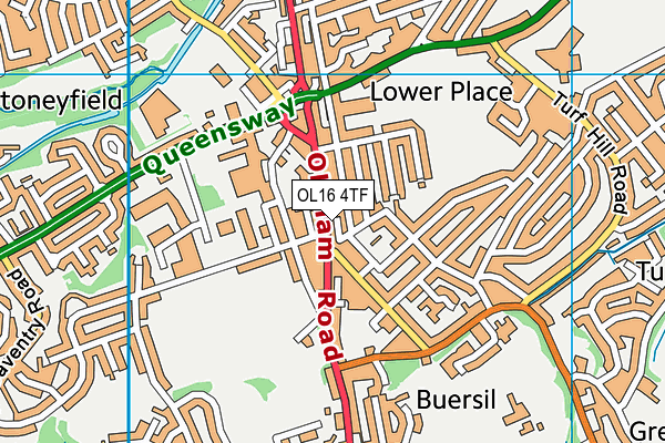 OL16 4TF map - OS VectorMap District (Ordnance Survey)