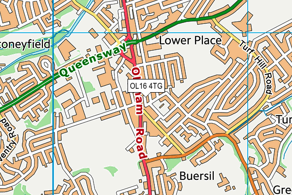 OL16 4TG map - OS VectorMap District (Ordnance Survey)