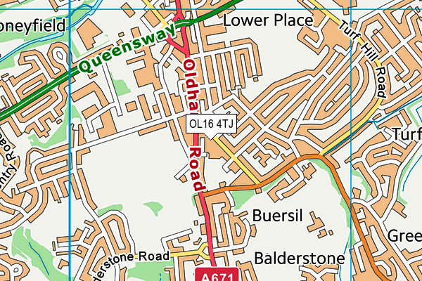 OL16 4TJ map - OS VectorMap District (Ordnance Survey)